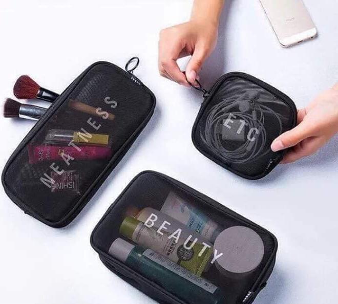 Set 3 Túi Lưới ETC Beauty Đựng Mỹ Phẩm Cá Nhân Giao Màu Ngẫu Nhiên