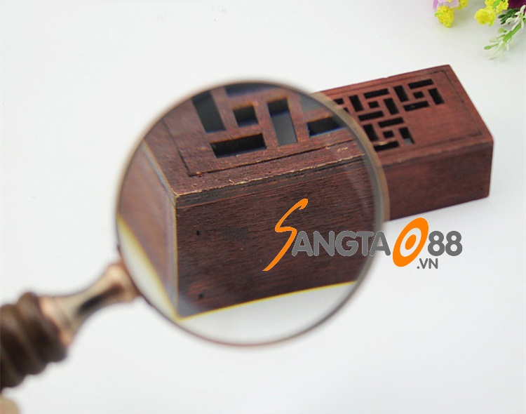 Kính lúp 10x tay cầm gỗ đọc sách báo đa năng cao cấp