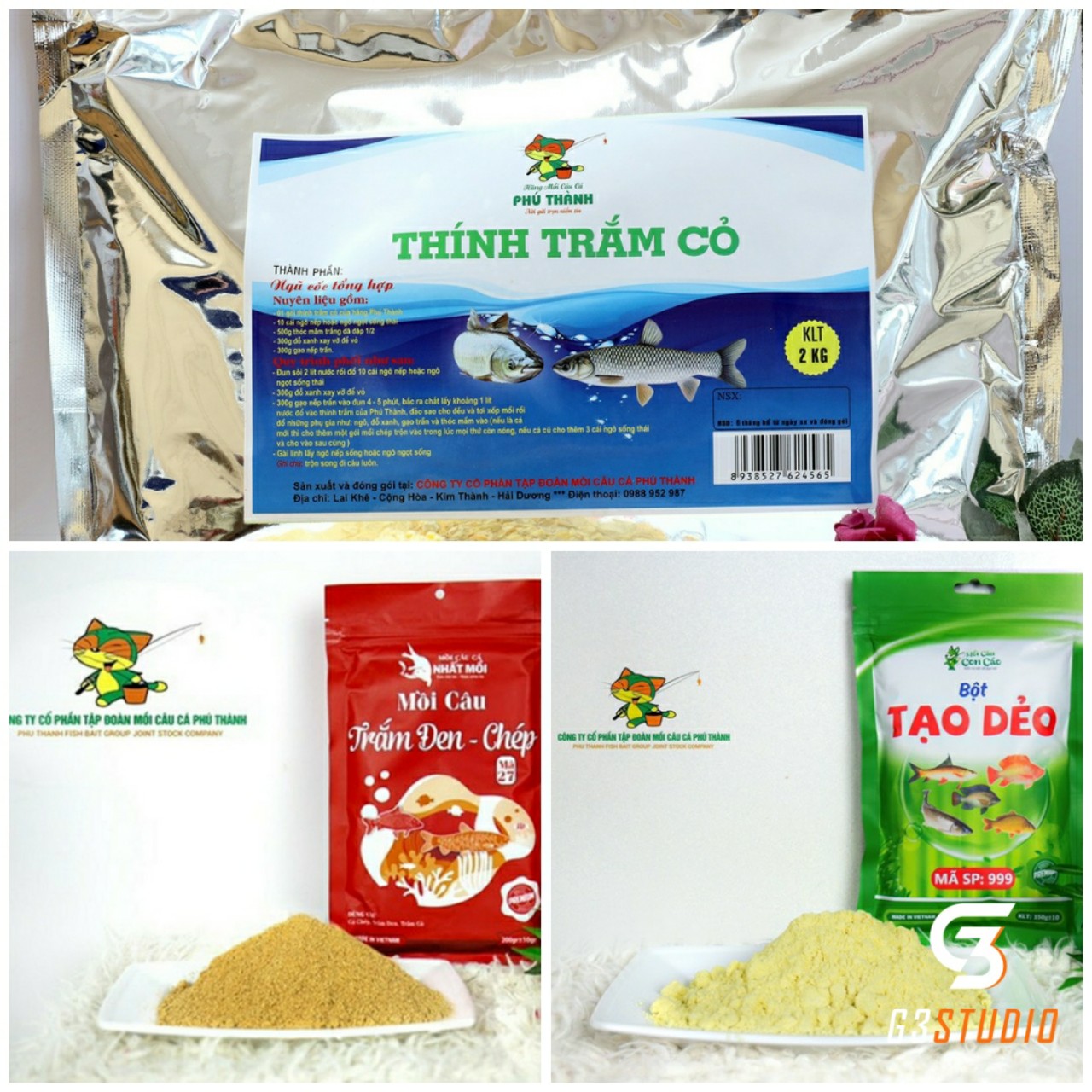 Mồi câu cá trắm cỏ. Mồi câu Phú Thành