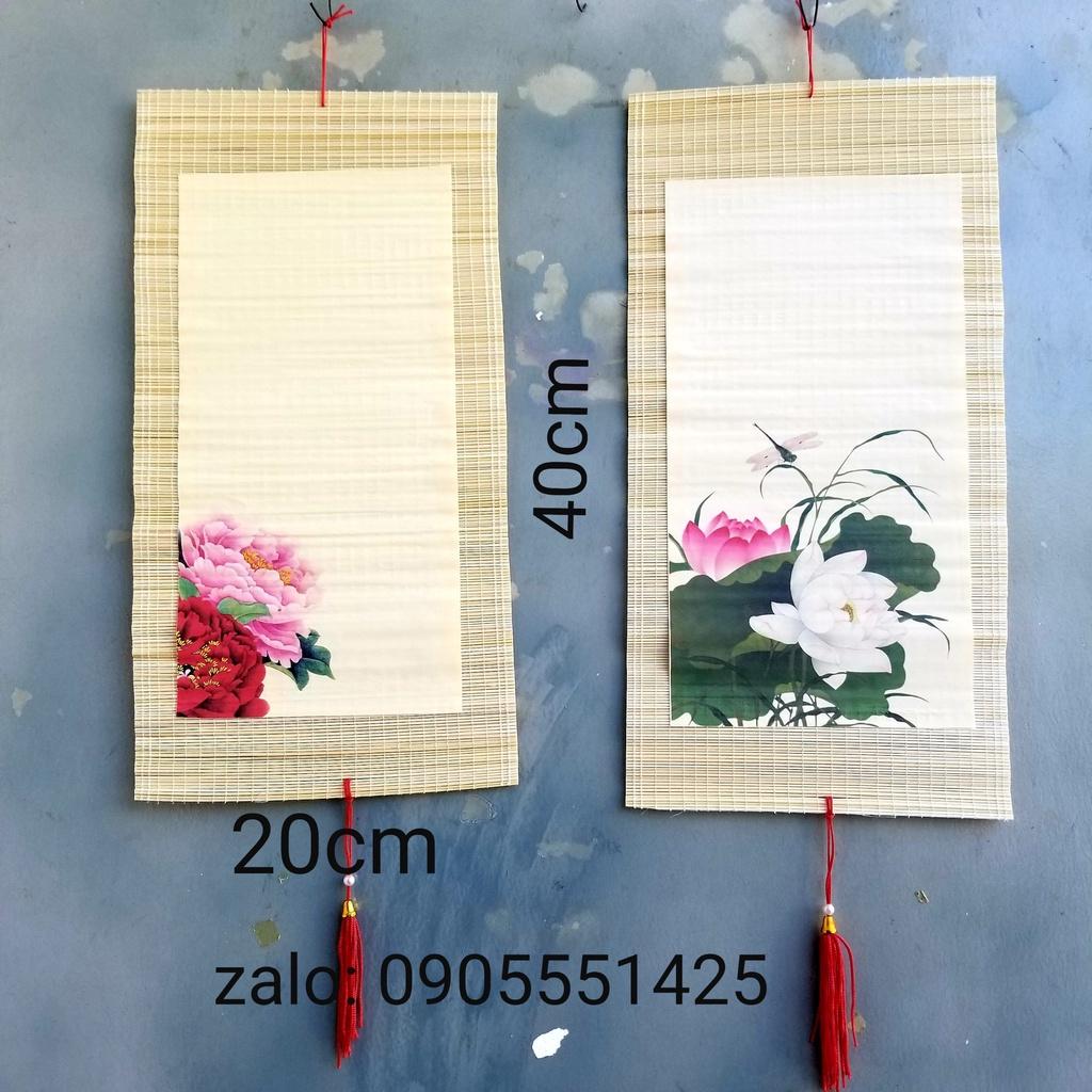 Set 5 mành tre viết thư pháp nhiều mẫu, kích thước 20cm x 40cm