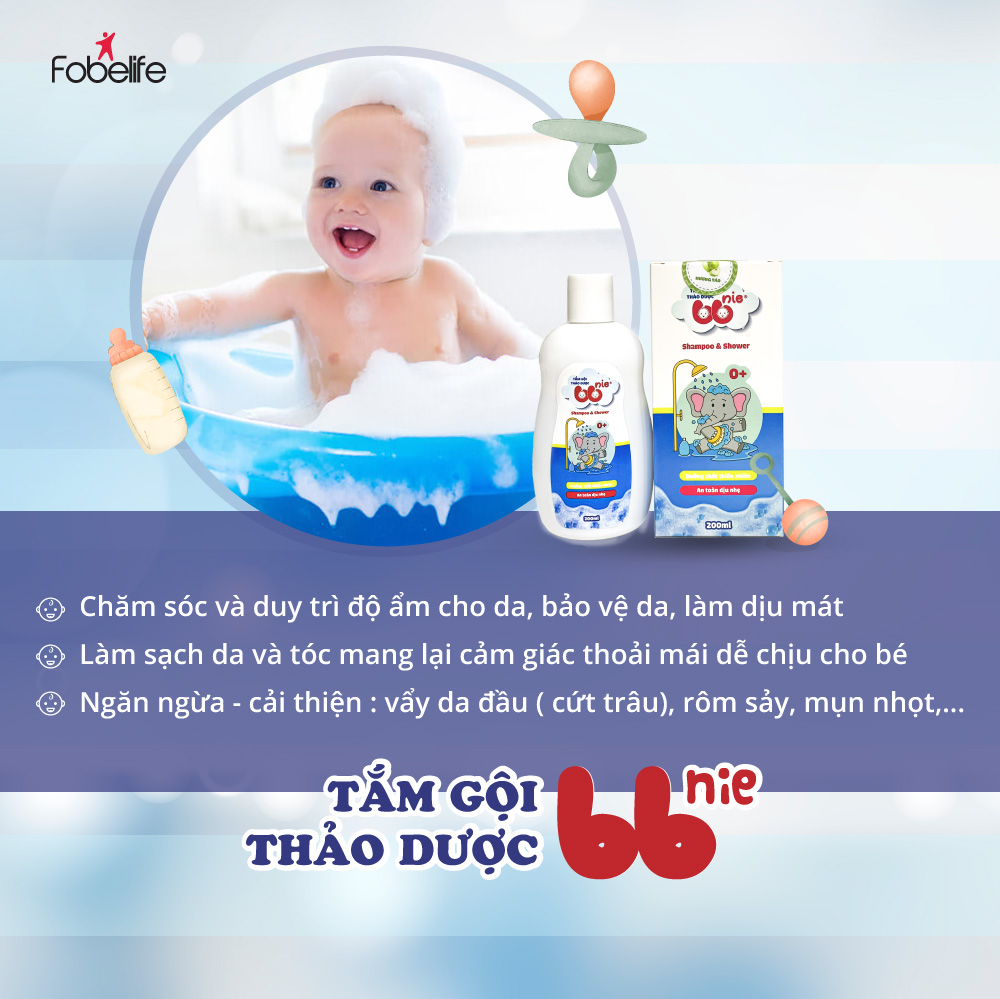 Nước Tắm Gội Thảo Dược Ngăn Ngừa Rôm Sảy Bảo Vệ Da Cho Bé BB Nie ( Chai 200ml )