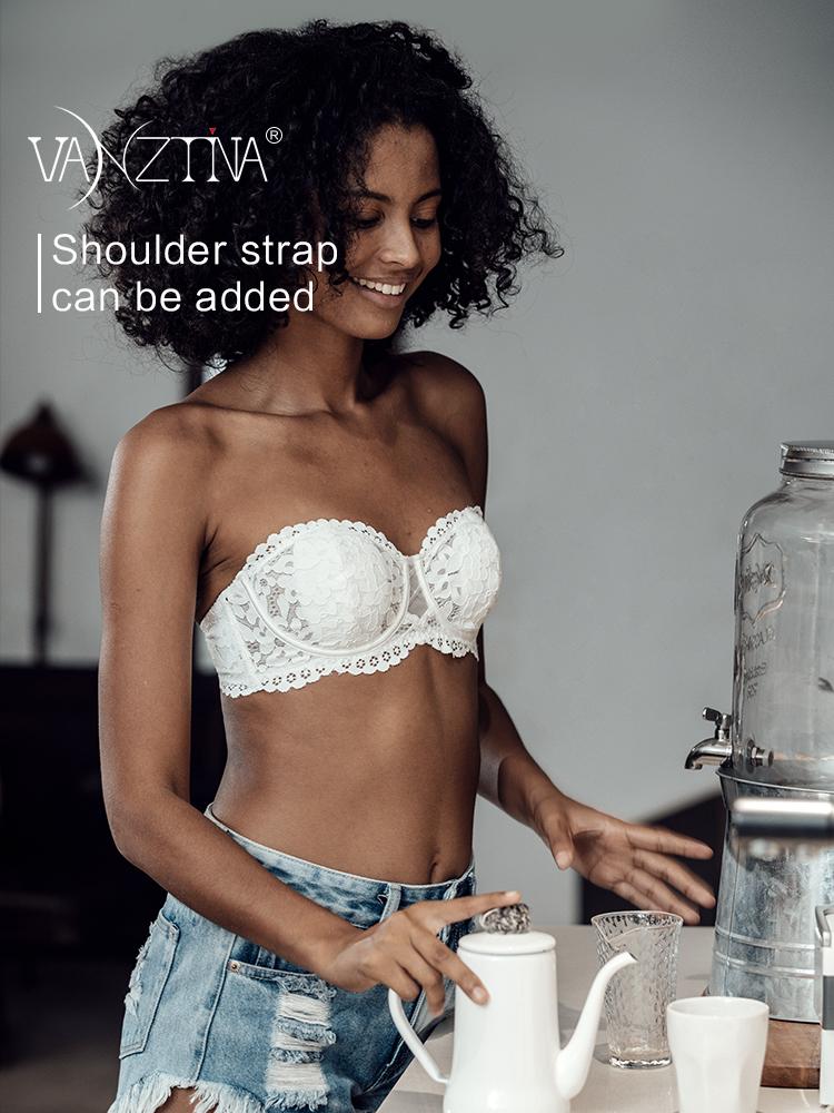 VANZTINA Nữ Ren Dây Áo Ngực Gợi Cảm Vô Hình Đẩy Lên Áo Bralette Hoa Quần Lót Ren Mềm Mại Trắng Áo Ngực Nữ Lót Ống Top