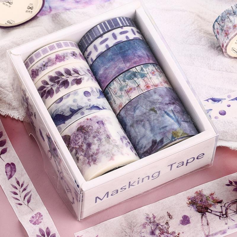 Set 10 cuộn băng keo Washi sáng tạo trang trí sổ tay nhật ký
