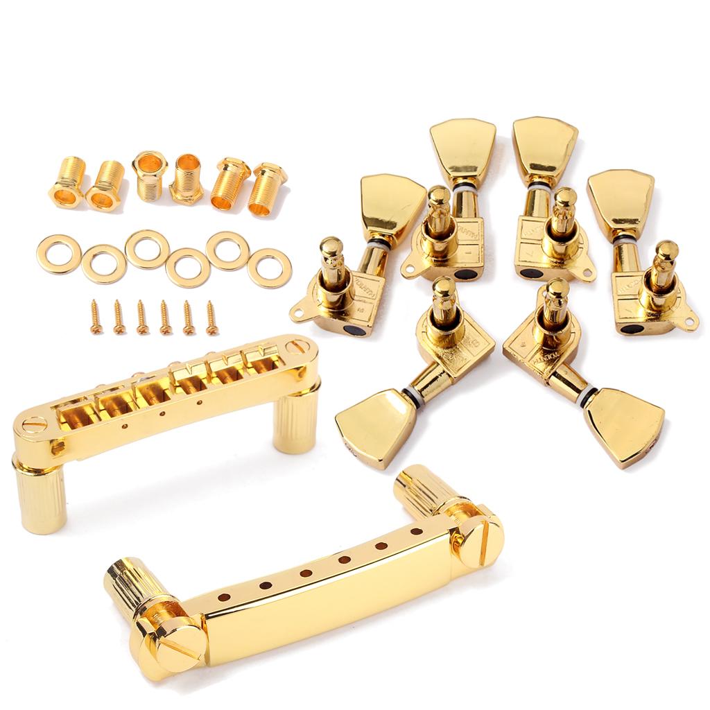 Vàng Hợp Kim Cầu Đuôi + Chỉnh Phím Bộ cho LP Đàn Guitar Điện Phần DIY