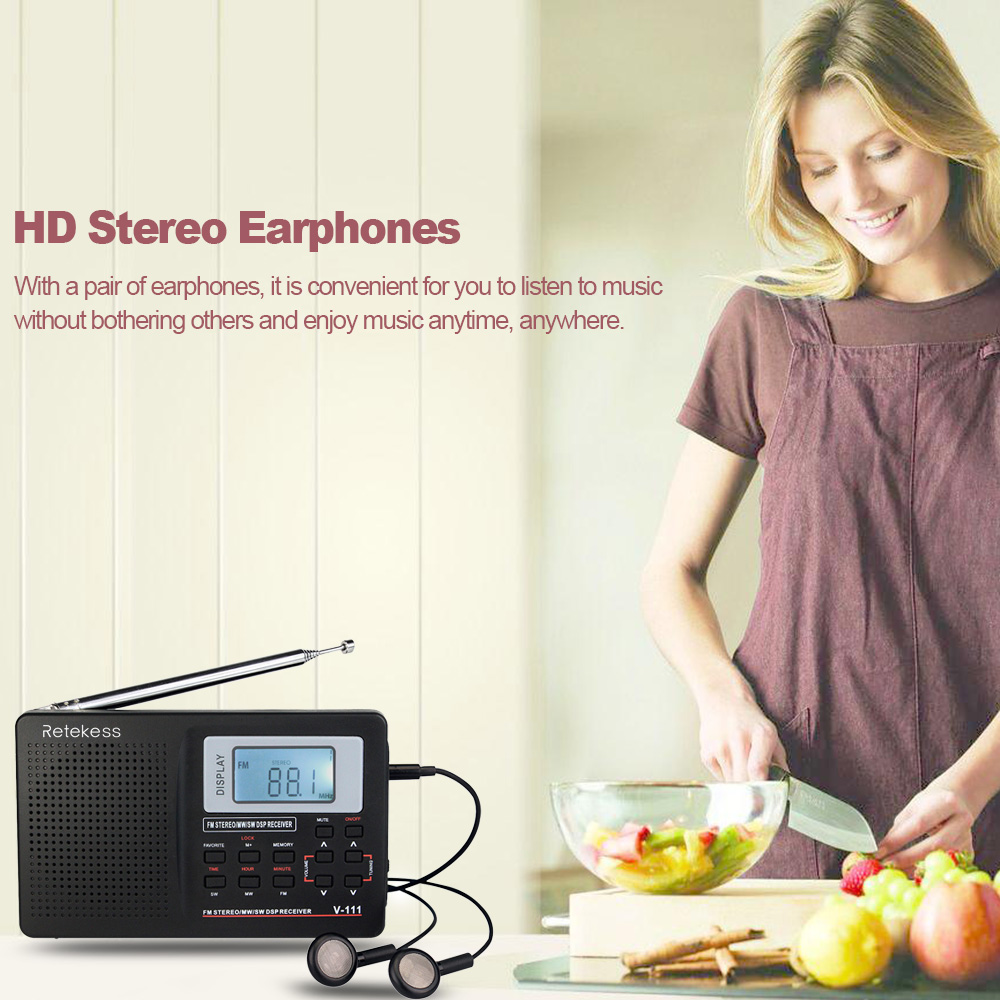 Radio kĩ thuật số Retekess MW / FM / SW Radio âm thanh nổi 9KHz Pocket World Band Điều chỉnh kỹ thuật số Radio Mini DSP