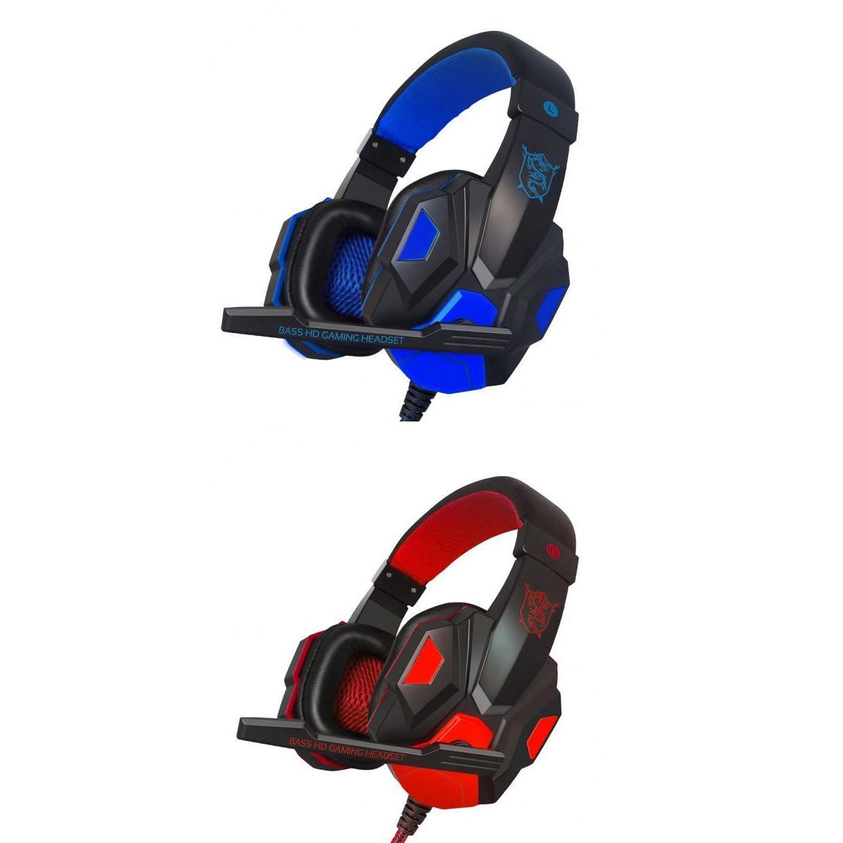 2Pcs Gaming Headset Stereo Computer Game Headphones with microphone LED Game
