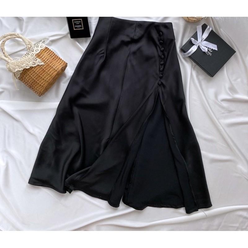 Áo Bralette mix váy lụa thiết kế màu đen quyến rũ phù hợp mặc đi biển, đi tiệc, đi chơi