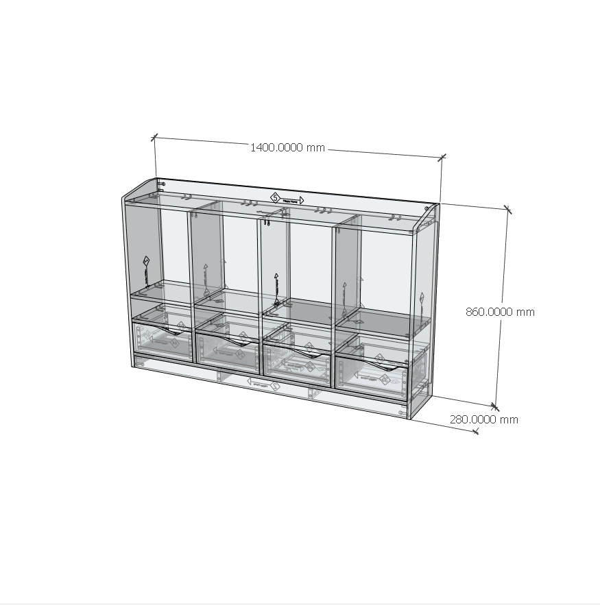 [Happy Home Furniture] WINNI, Tủ lưu trữ 4 ngăn kéo , 140cm x 28cm x 86cm ( DxRxC), THK_141