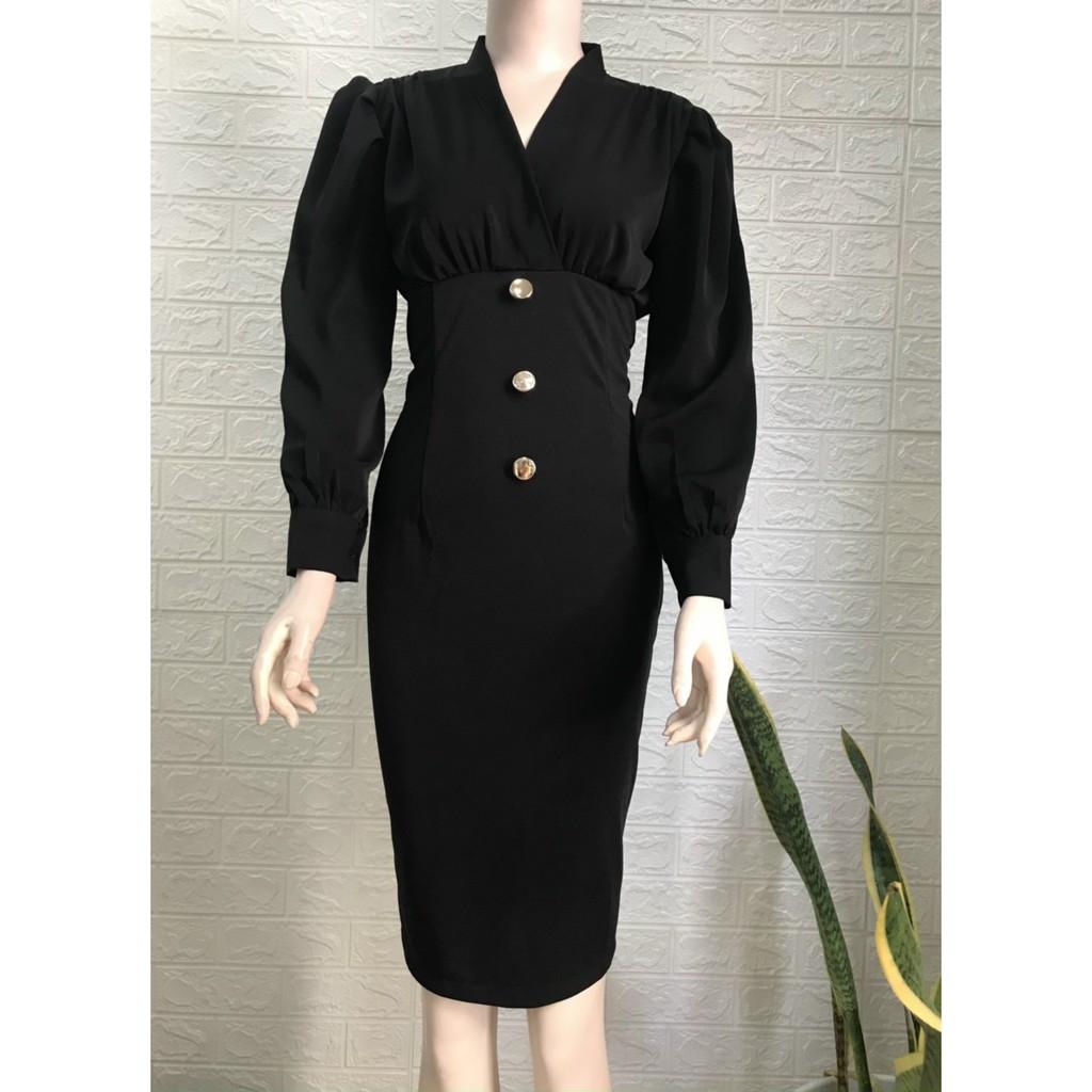 ĐẦM ÔM ĐEN TAY PHỒNG SANG TRỌNG