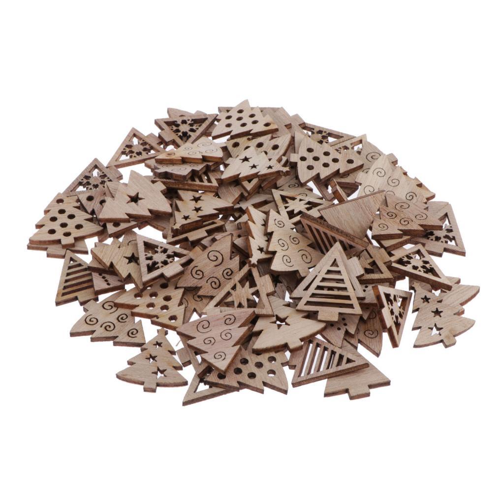 100pcs Gỗ Tự Nhiên Cây Giáng Sinh Thủ Công DIY Bằng Gỗ Tôn Dáng Quyến Rũ