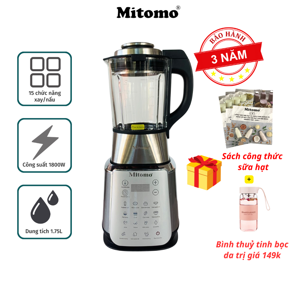 Máy làm sữa hạt đa năng chuyên dụng Mitomo MSH-539V1, công suất 1800W, hàng chính hãng bảo hành 3 năm toàn quốc