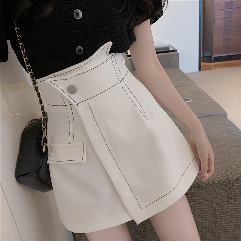 Chân váy chữ a cạp cao công sở bigsize CHERRY quần giả váy nữ sẻ tà cạp cao chỉ nổi cao cấp co giãn tốt tôn dáng V053