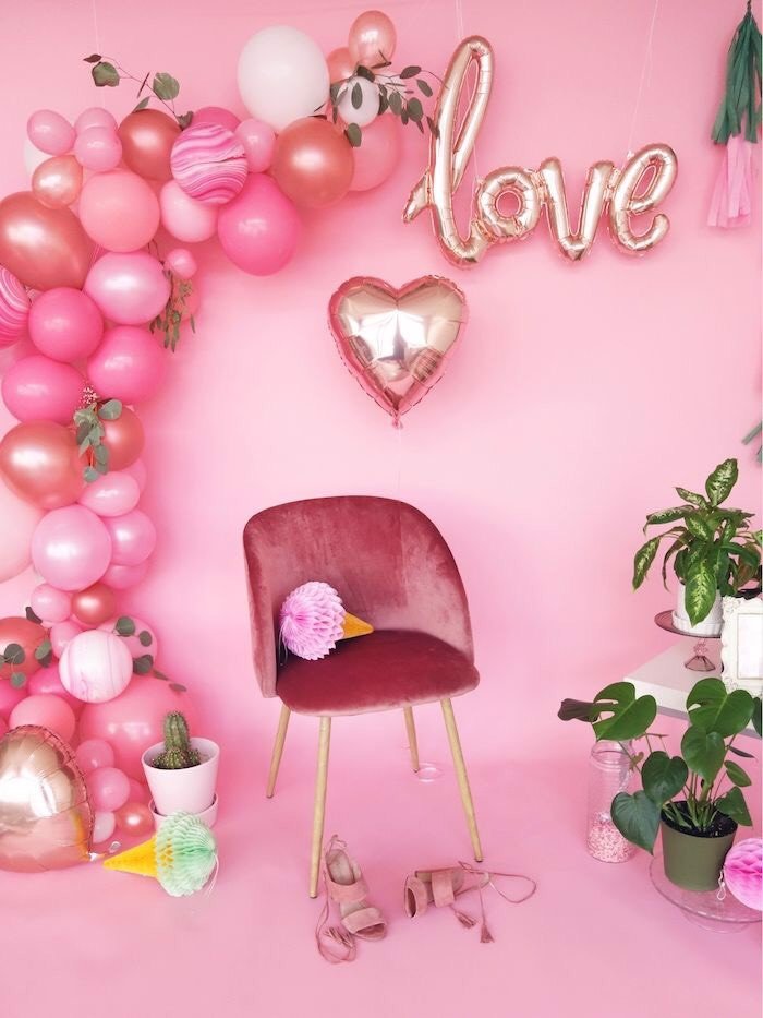 Bộ bong bóng trang trí Valentine đẹp set balloon Valentine's day vlt51