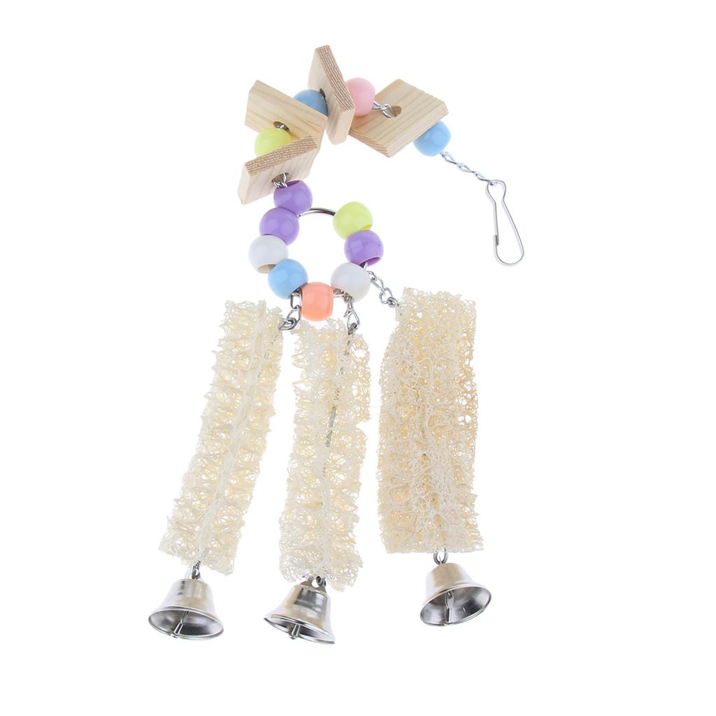 Bird Parrot Toys Pet Cage Hammock Swing Hanging Toy for Pigeon wood