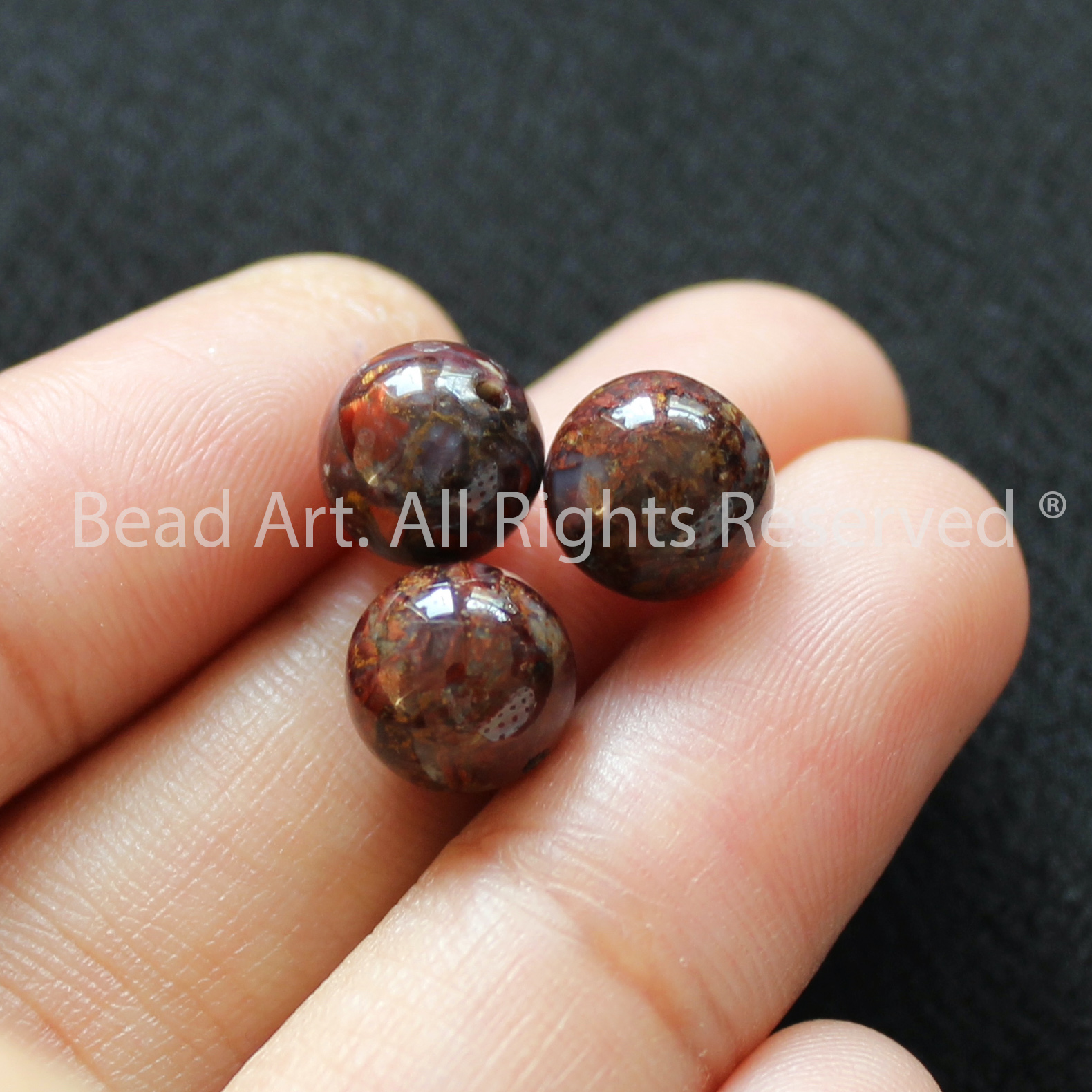 [1 Hạt] 8MM Đá Giông Bão, Pietersite Tự Nhiên Loại AA Nhiều Đỏ, Đá Phối Vòng Tay Phong Thuỷ, Làm Trang Sức, Chuỗi Hạt S50 - Bead Art