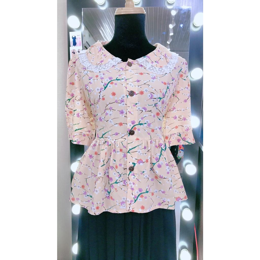 ÁO HOA BÁNH BÈO VIỀN REN BIGSIZE
