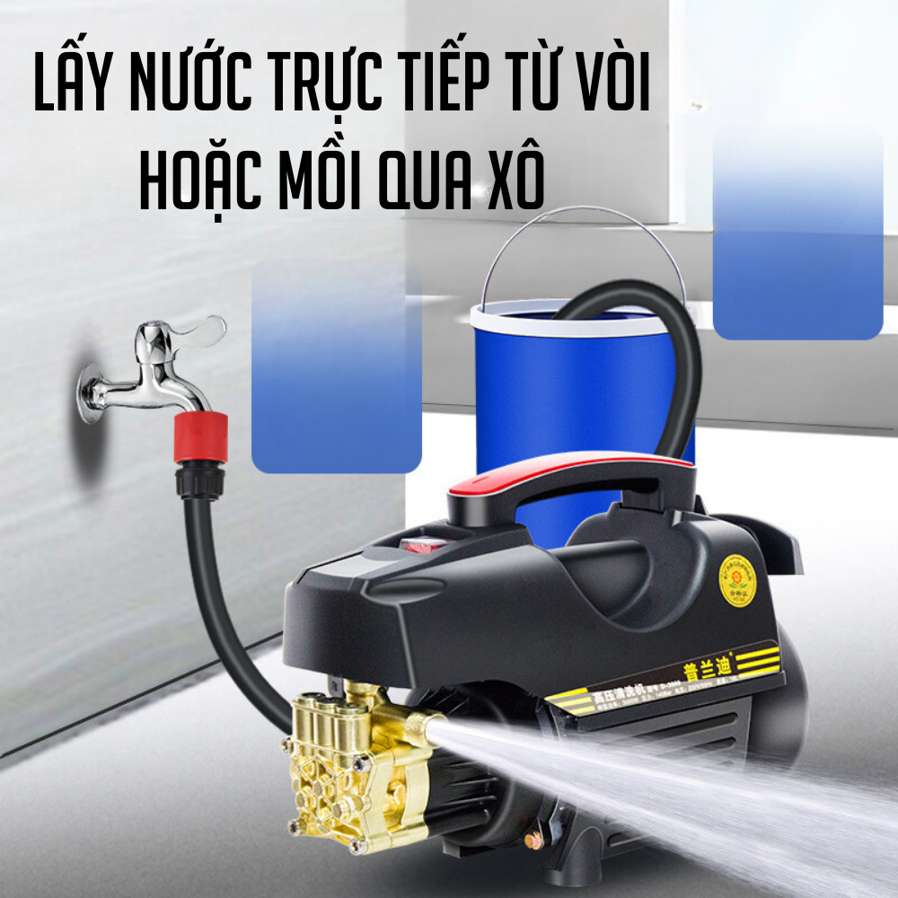 Máy rửa xe cáo áp 3000W, Lõi đồng, Máy rửa xe Mini bảo hành 24 tháng, Máy xịt rửa gia đình tặng bình bọt tuyết-K1862