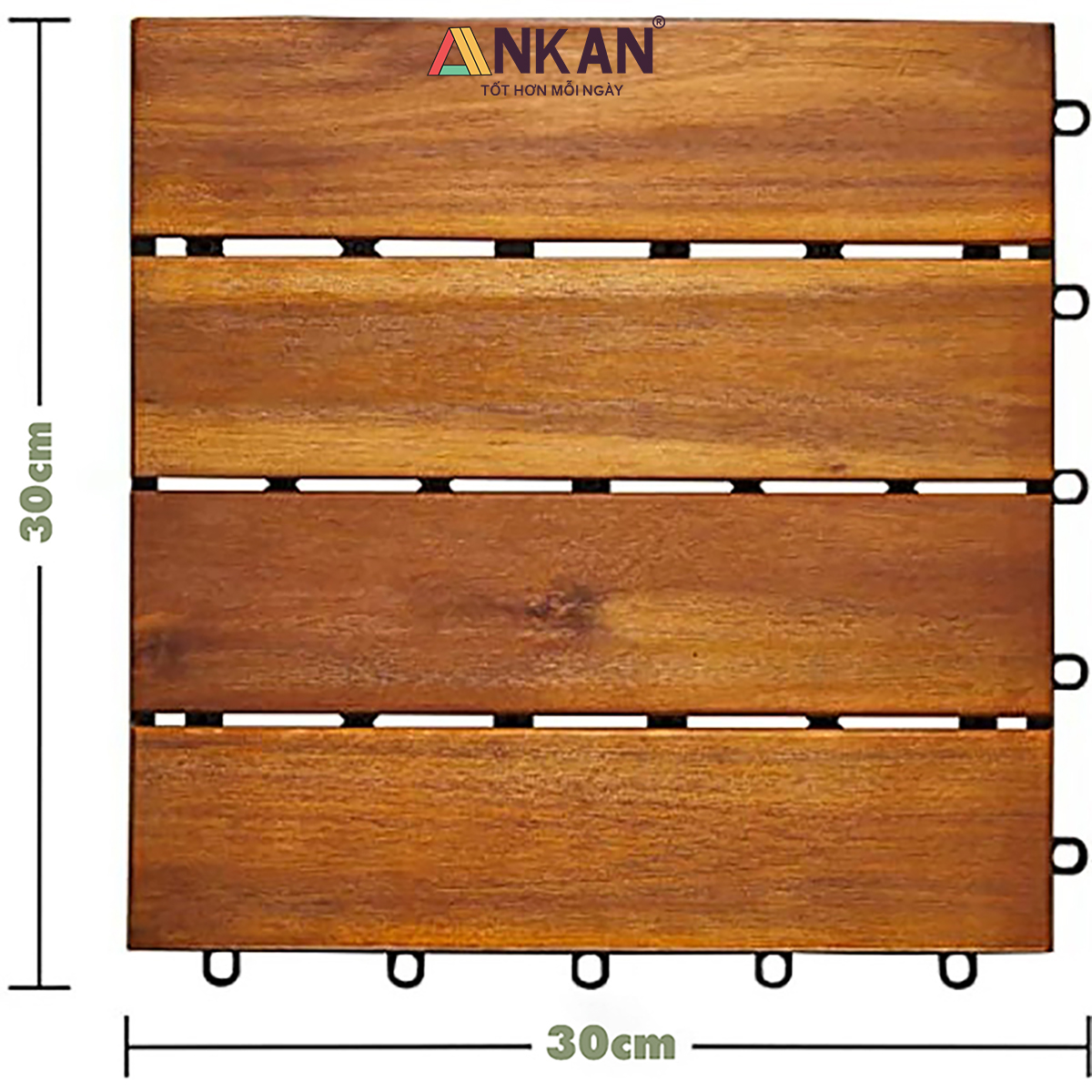 Vỉ Gỗ Lót Sàn Ban Công Cao Cấp 4 Nan – Chống Thấm, Bền Bỉ, Màu Vàng Sang Trọng