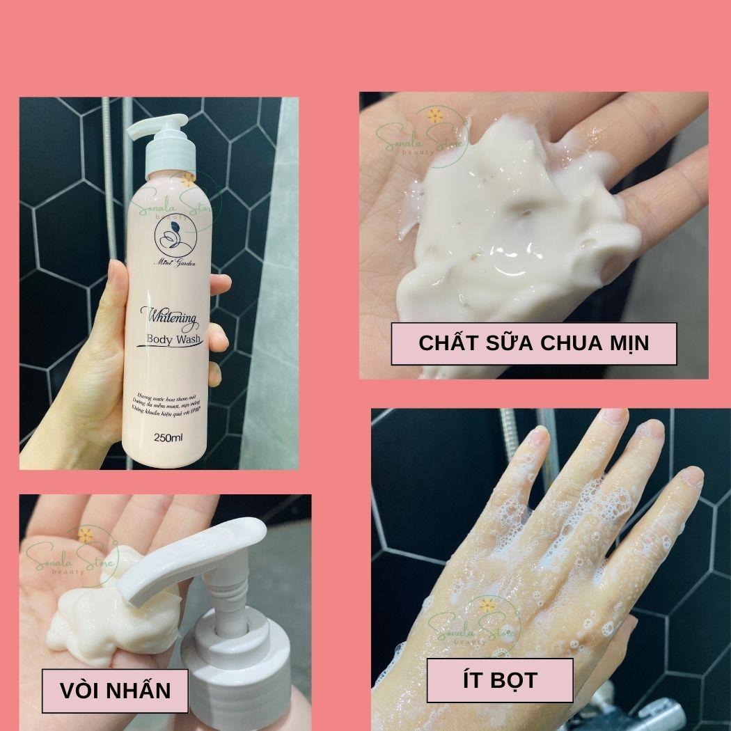 Sữa Tắm Trắng Da Giữ Ẩm Men Bia MINIGARDEN WHITENING BODY WASH 250ml Dưỡng Trắng Da Toàn Thân Phục Hồi Da Khô Giúp Da Mềm Mịn SONALA