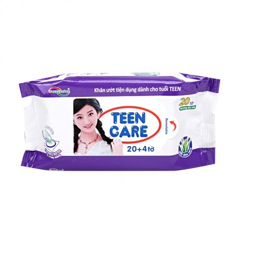 Khăn giấy ướt Kháng khuẩn  Teencare 20 tờ/gói (Màu tím)