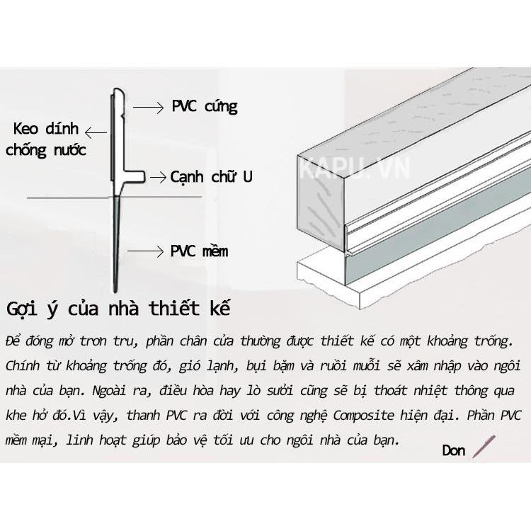 Ron dán chặn cửa PVC dài 1 mét, dán chân cửa chống bụi chống côn trùng