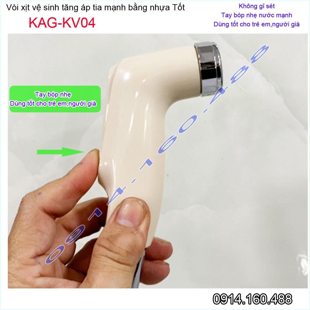 Vòi xịt bồn cầu KAG-KV04 màu kem, vòi xịt rửa ấn tay nhà tắm, vòi xịt vệ sinh tia nước mạnh siêu sạch sử dụng tốt