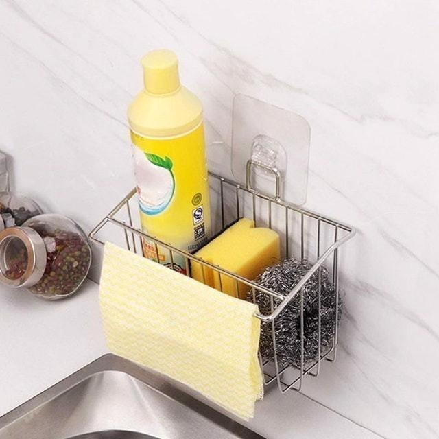 KỆ INOX ĐỂ ĐỒ ĐỰNG GIẺ RỬA BÁT GẮN TƯỜNG KÈM KHAY HỨNG NƯỚC KỆ ĐA NĂNG TIỆN DỤNG