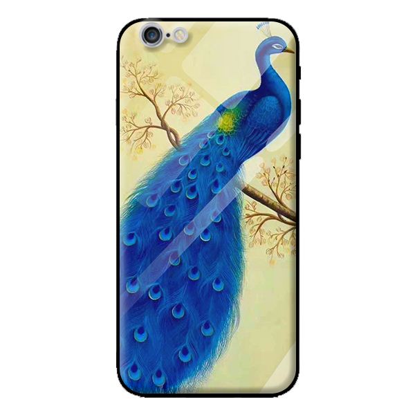 Ốp kính cường lực cho iPhone 6 Plus mẫu chim công 6 - Hàng chính hãng
