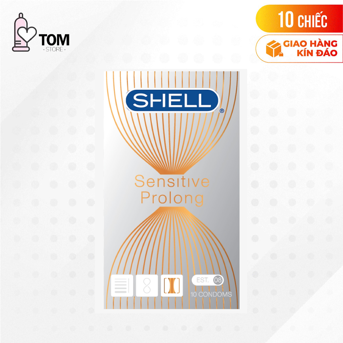 Bao cao su Shell Sensitive Prolong - Siêu mỏng 0.03mm, kéo dài thời gian