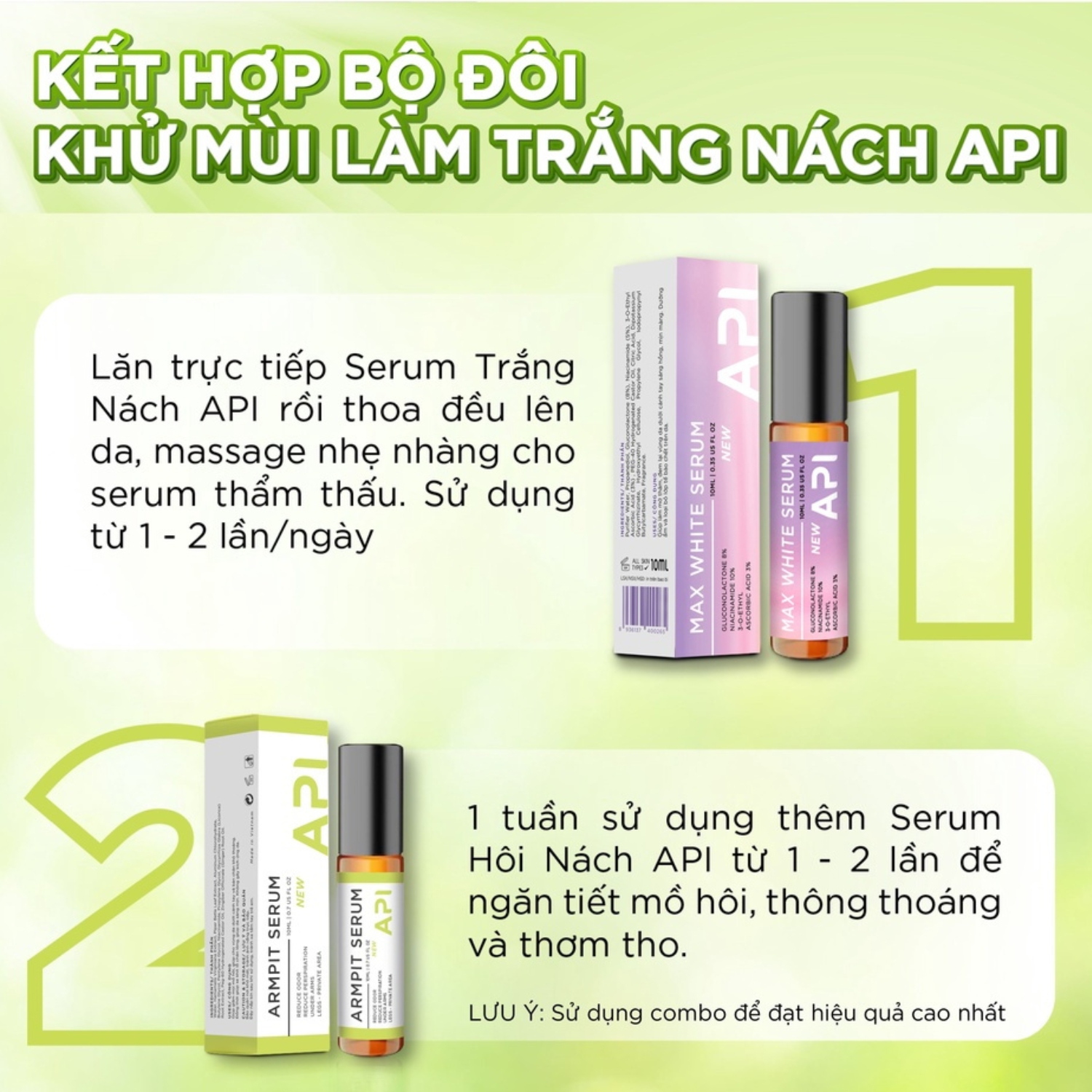 Lăn Nách API Giảm Thâm - Son Nách Mee Natural Làm Trắng Khử Mùi Hôi Cho Nam Và Nữ 10ml