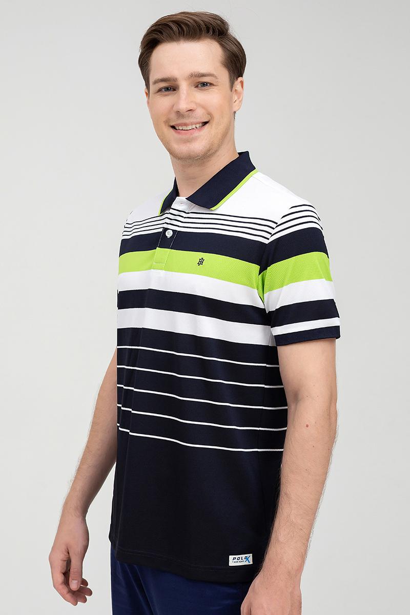 Áo thun nam cổ bẻ họa tiết kẻ sọc ngang KS22SS12P-SCHE - NAVY.GRE