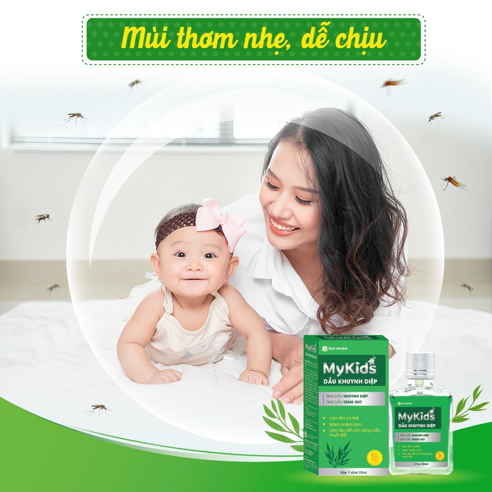 Dầu tràm khuynh diệp My Kids 25ml giúp phòng cảm lạnh, làm ấm cơ thể, an toàn cho trẻ sơ sinh và phụ nữ mang thai