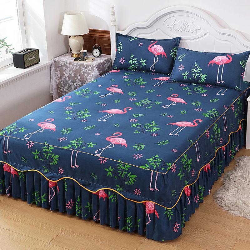 Công Chúa Phong Cách Trải Giường Trên Giường Với Váy Cotton In Khăn Trải Giường Cho Nhà Đàn Hồi Được Trang Bị Tấm Với Gối