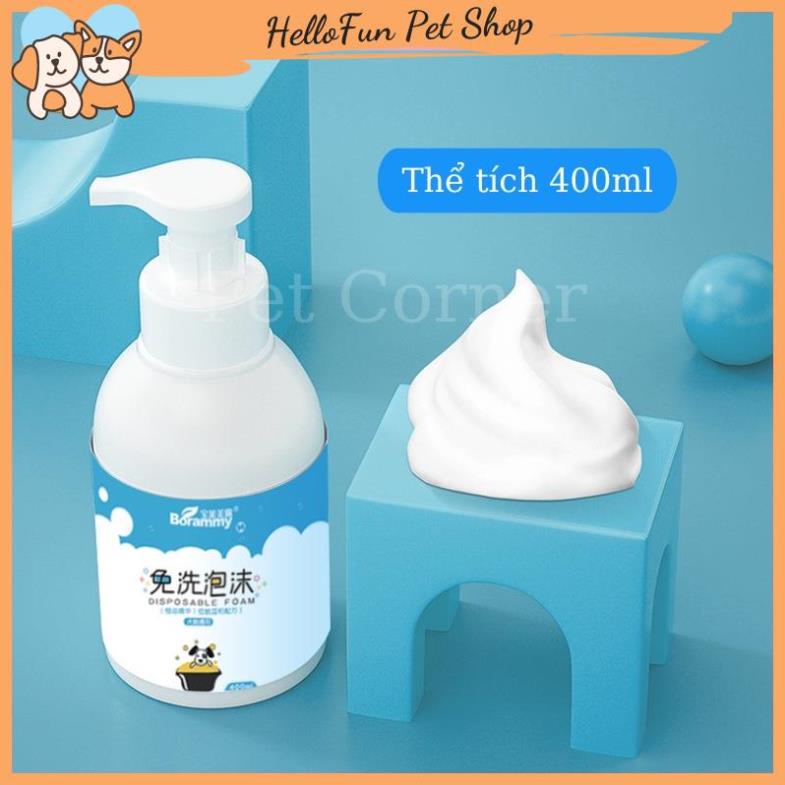 Sữa tắm khô cho chó mèo Borammy dạng bọt giúp khử mùi, diệt khuẩn và dưỡng lông