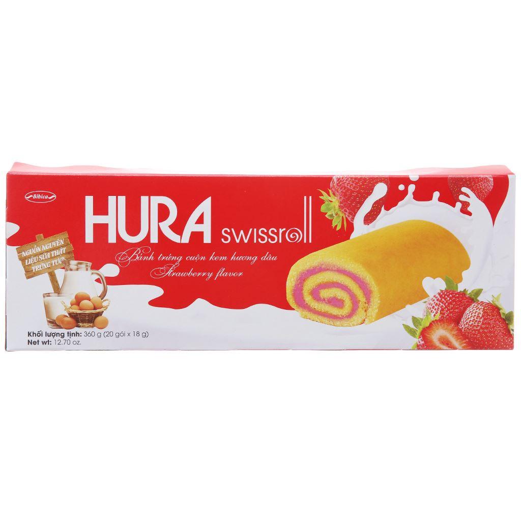 Bánh bông lan cuộn Hura Swissroll 360g - Bép ngậy mềm mịn chất lượng