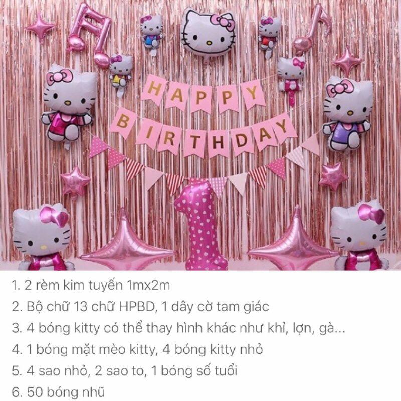 Set Sinh Nhật Hình Kitty Bé gái + Bé Trai