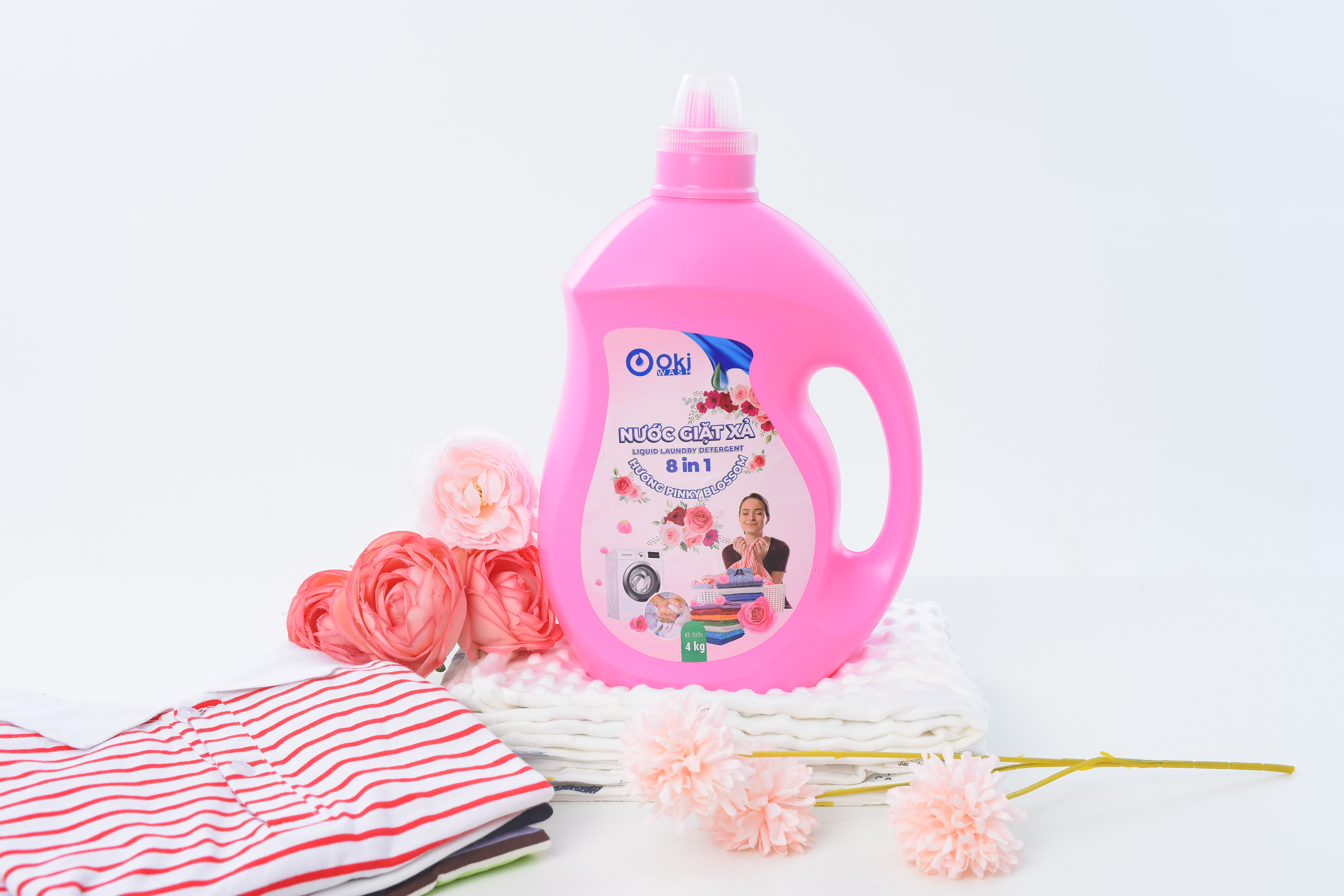 Nước giặt xả Oki wash Hương PINKY BLOSSOM 4kg