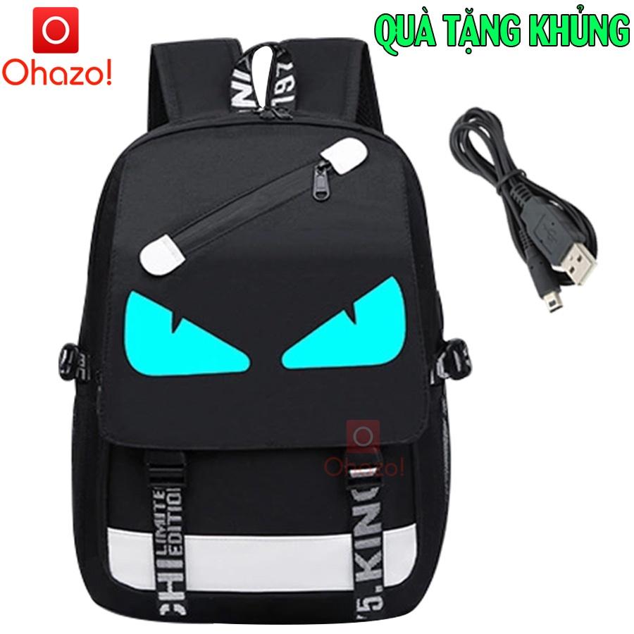 Balo Thời Trang Mắt Dạ Quang - Có Dây Sạc USB, Khóa Chống Trộm Tiện Lợi - Hàng Nhập