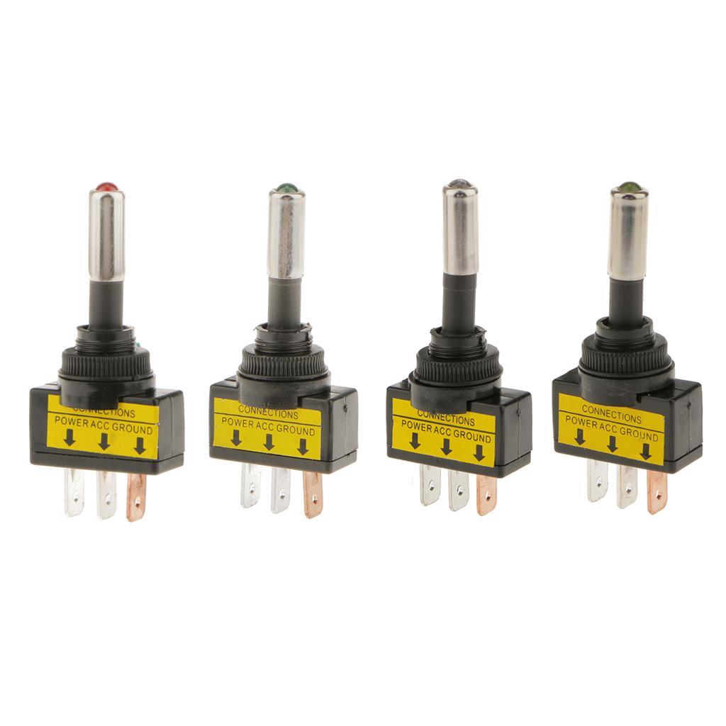 4-5pack 12V 20A Car Auto Boat Green LED Light Toggle Rocker Switch 3Pin SPST