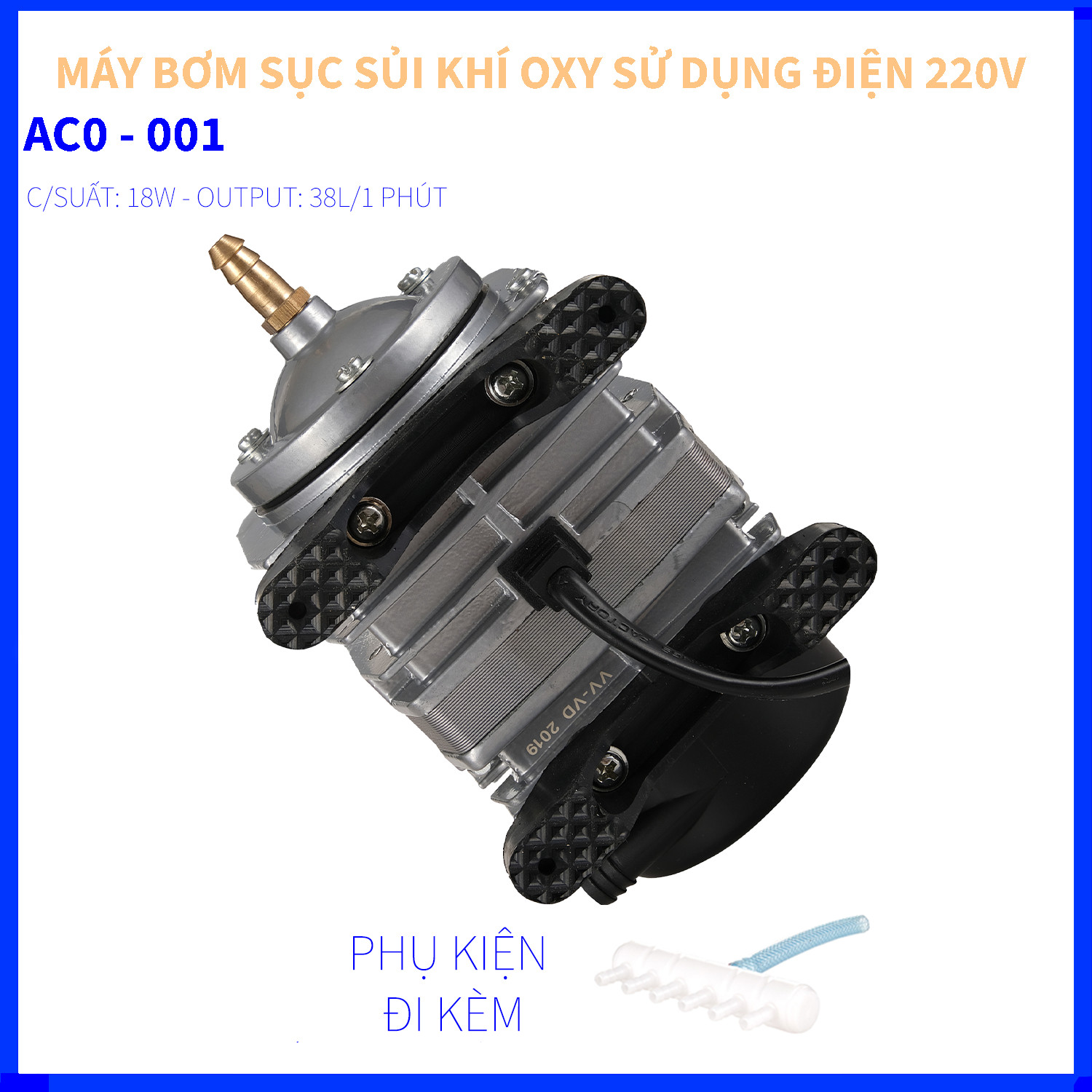 MÁY SỤC SỦI THỔI KHÍ OXY RESUN ACO-001 CHO HỒ BỂ CẢ CẢNH - TÔM - CÁ - SỬ DỤNG NGUỒN ĐIỆN 220V