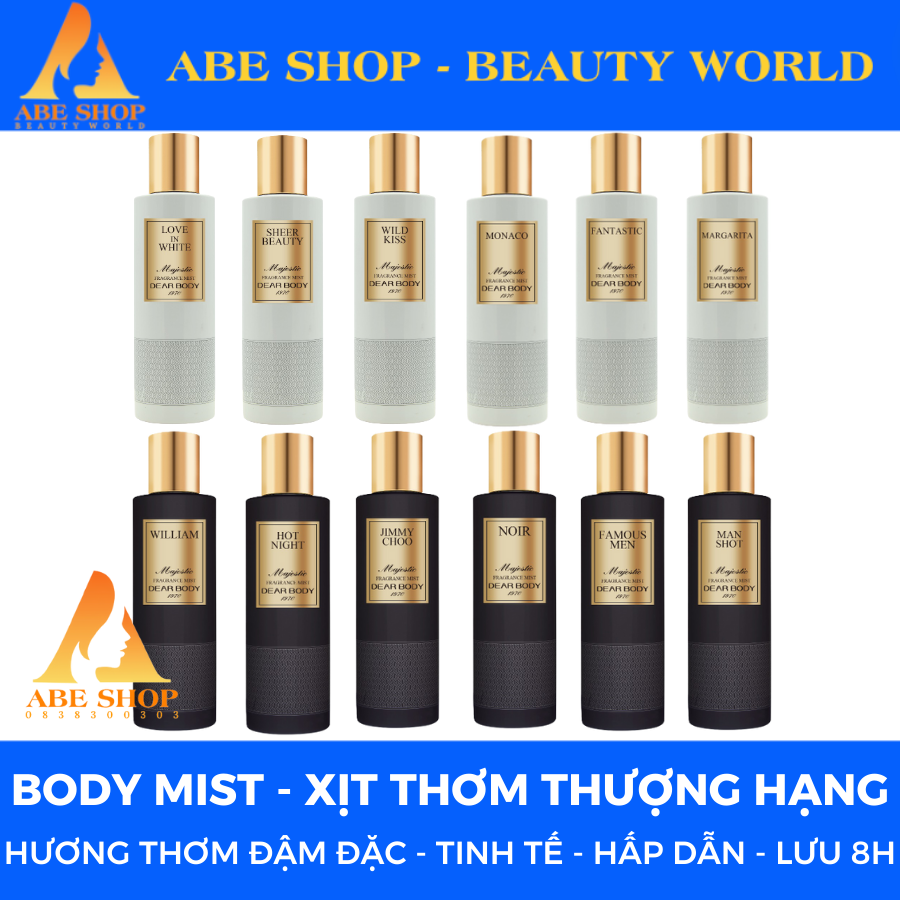 Body Mist DEAR BODY 270ml - Dòng Thượng Hạng - Xịt Thơm Toàn Thân Hương Thơm Sang Chảnh - Tinh Tế - Nam Tính - Quyến Rũ - Hấp Dẫn Đối Phương