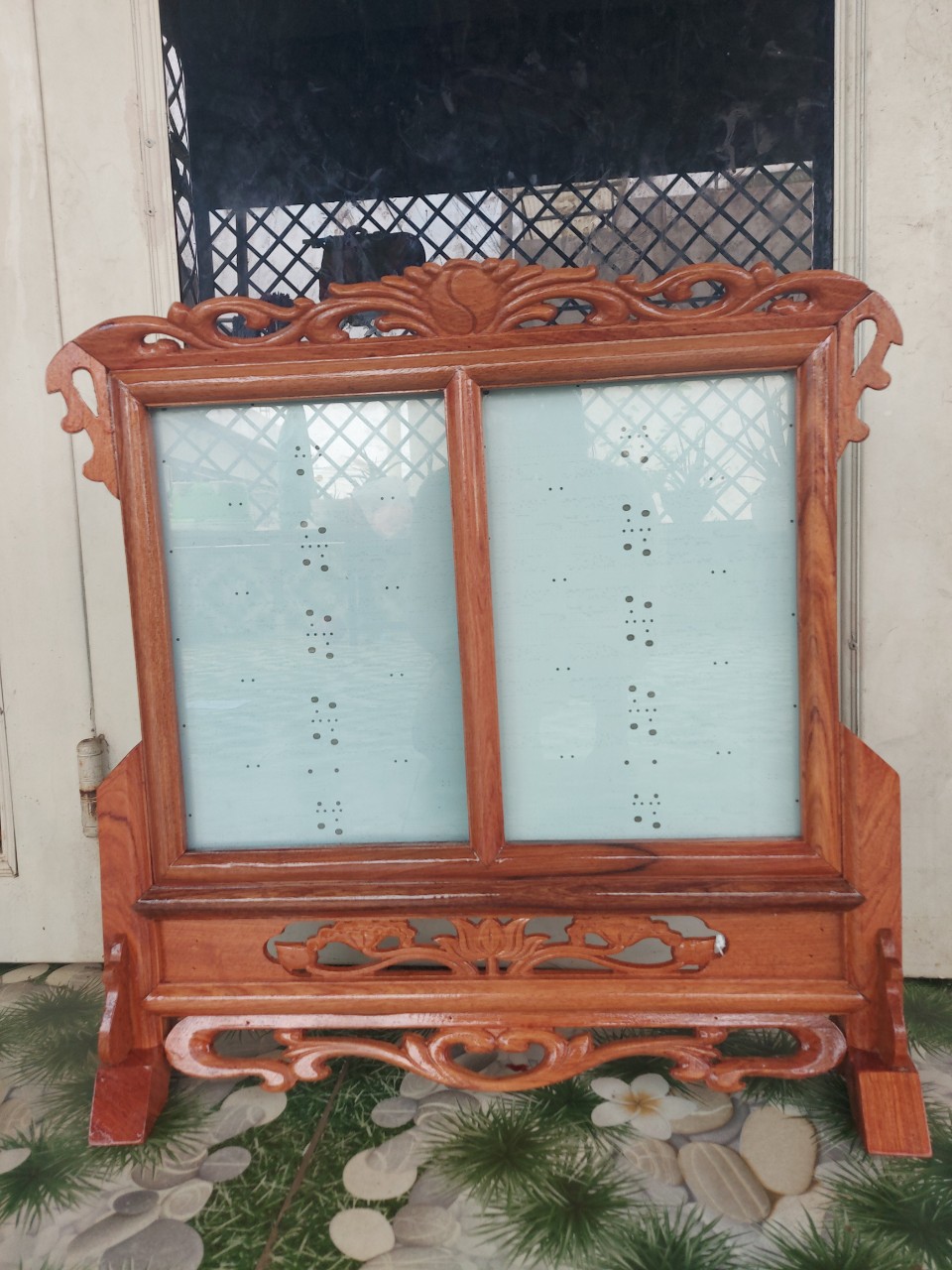 Khung ảnh thờ đôi,khung hình thờ thằng gỗ hương cao cấp 25 x 35 cm