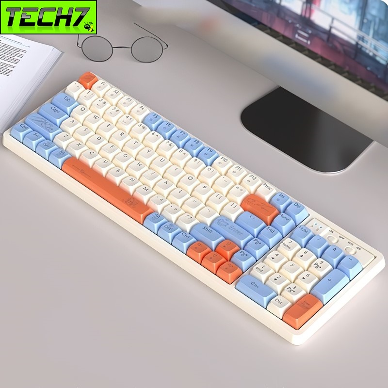 Bàn Phím Cơ Gaming không dây GK102 chống ồn - Bluetooth + USB - Pin sạc TypeC - Hotswap cho máy tính laptop điện thoại hàng nhập khẩu