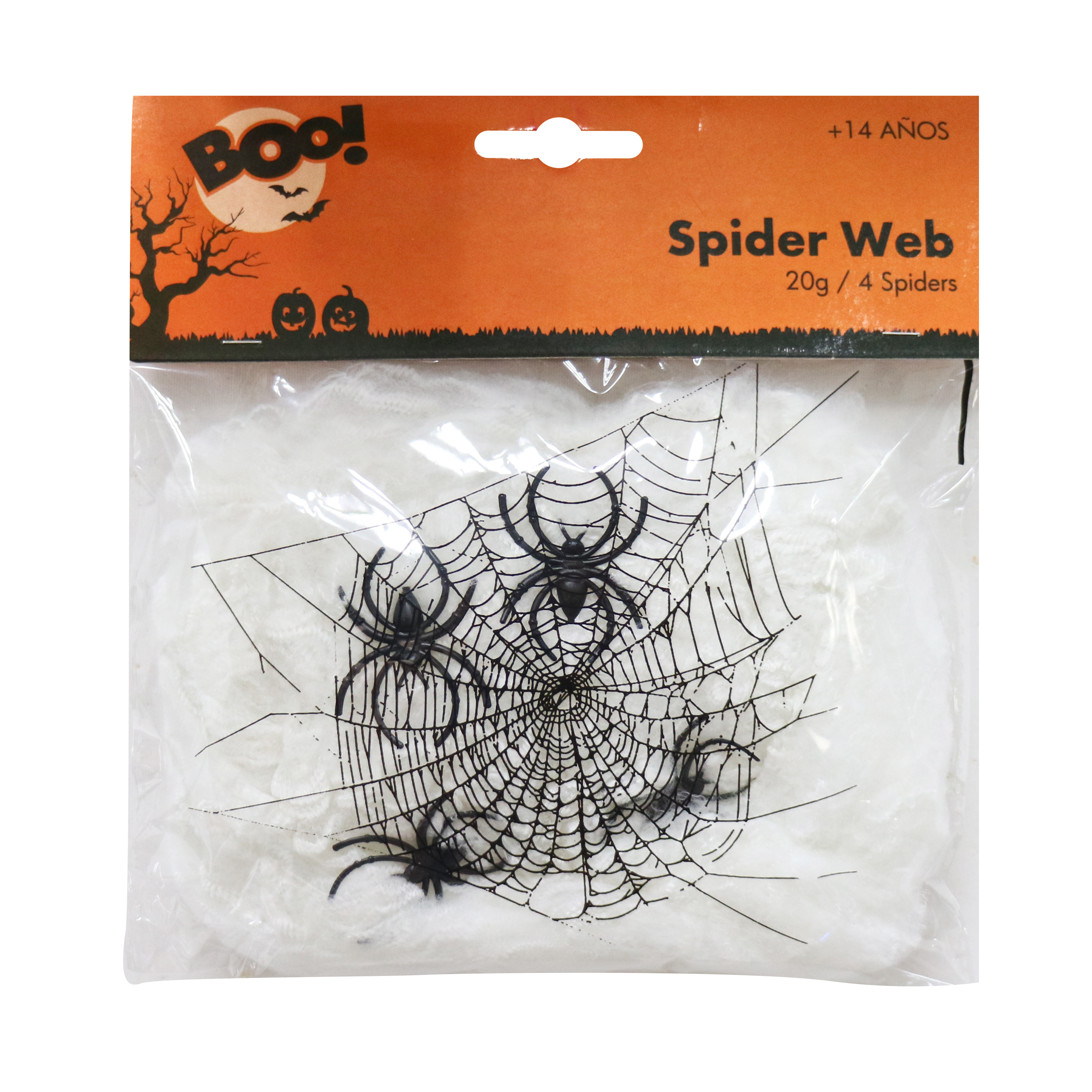 Mạng nhện màu trắng 20g với 4 con nhện Halloween Uncle Bills UH00749