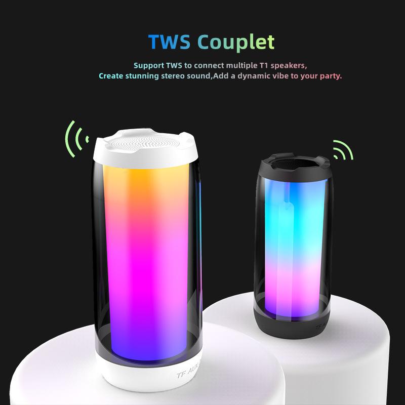 Mới Loa Bluetooth Ánh Sáng Nhiều Màu Sắc 3D HiFi Toàn Màn Hình Loa Siêu Trầm Âm Thanh Di Động TFCard Giao Diện AUX Cho Điện Thoại Máy Tính Laptop Color: White