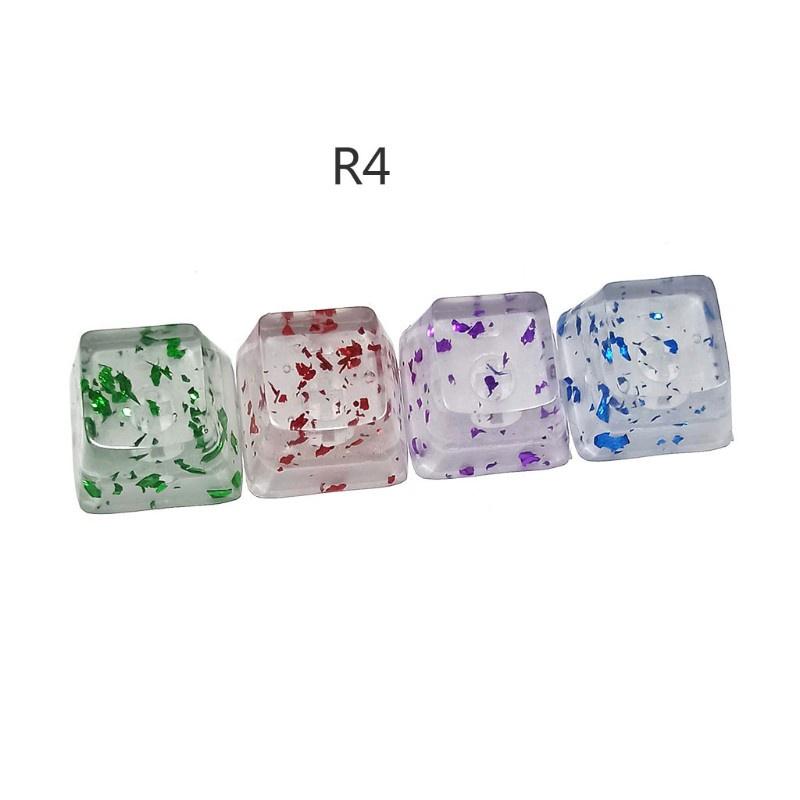 HSV Resin Keycaps Cherry Profile R4 Personality Translucent Sequins Keycap Replacement for Mechanical Keyboard 1PC