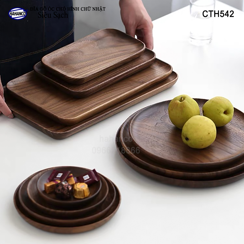 Đĩa Khay Gỗ Óc Chó hàng Xuất Khẩu - đựng đồ ăn/trang trí - đĩa bánh mì/trái cây/ bít tết/ pizza/ phụ kiện chụp ảnh, bày món ăn trong nhà hàng - Sang trọng trên bàn ăn