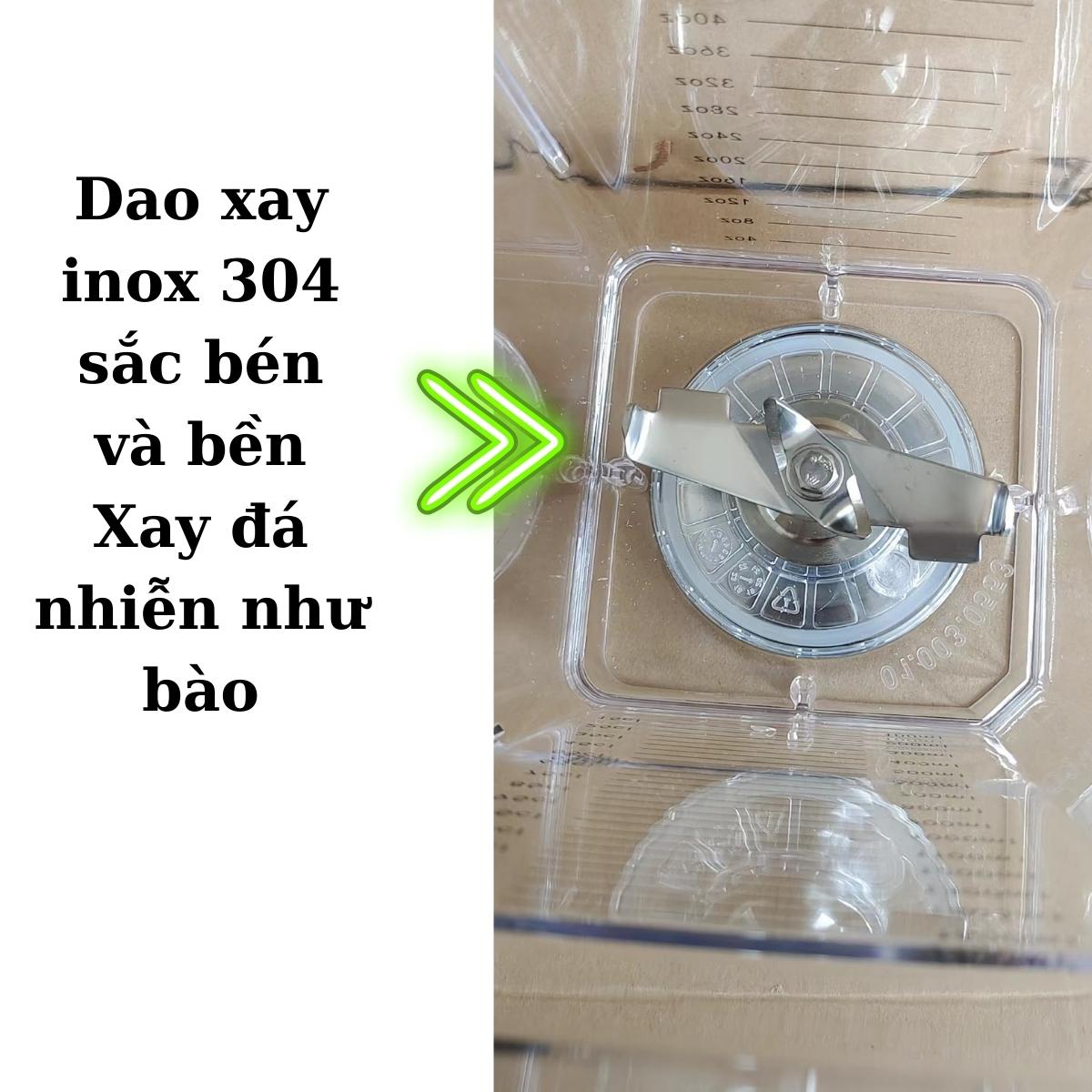 Cối xay máy sinh tố công nghiệp bằng nhựa cực dầy, dung tích 1.5 lít, dao xay 4 lưỡi inox 304 sắc bén, nhông kim loại, đủ bộ gồm ly, dao, nắp đậy