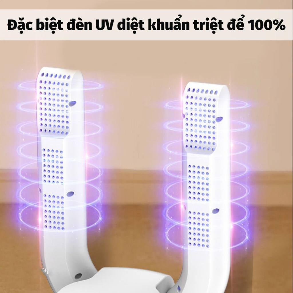 Máy sấy khô giày dép khử mùi hôi Diệt Vi Khuẩn bằng tia UV, Làm Khô Khử Mùi Hôi Tất Vớ, Có chức năng hẹn giờ, nhiệt độ thích hợp mọi chất liệu - Hàng chính hãng