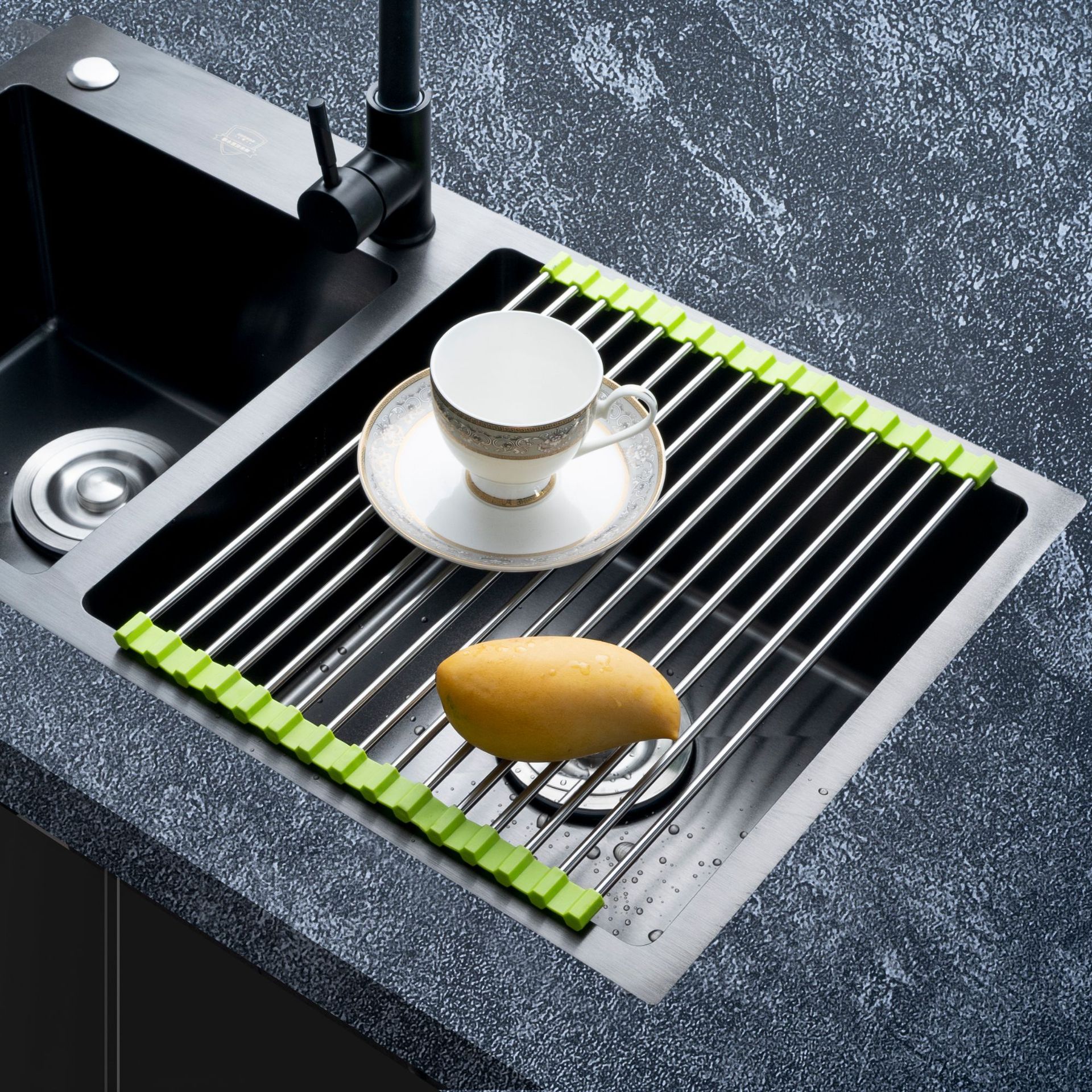 Kệ, giá, vỉ inox co giãn có thể xếp gọn bằng inox, gác bồn rửa chén , để chậu rửa bát đa năng size 22 * 47 cm